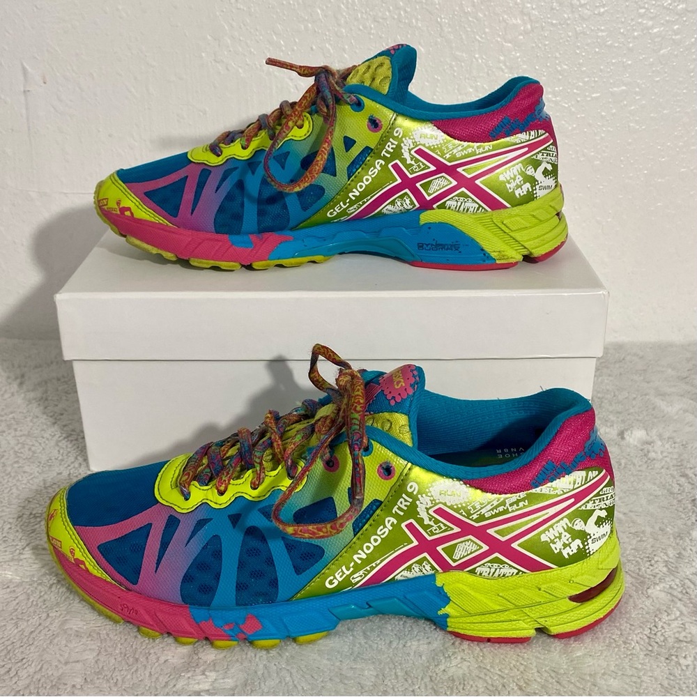 Asics Gel-Noosa Tri 9 Running Shoes Women’s Size 6 Capri Blue Raspberry Lime - Picture 2 of 13